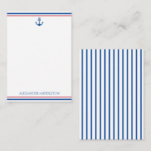 Preppy Nautical Stripes and Anchor Personalised Card
