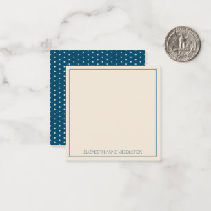 Preppy Navy Blue and Cream Polka Dot Personalised Card