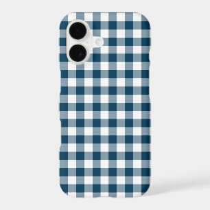 Preppy Navy Blue and White Gingham Checked