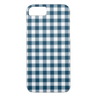 Preppy Navy Blue and White Gingham Checked