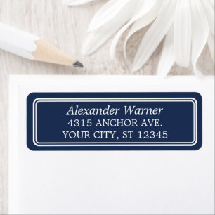 Preppy Navy Blue Borders Classic Return Address Label