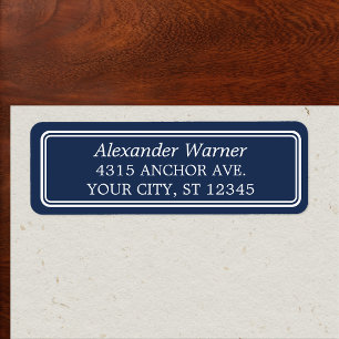 Preppy Navy Blue Borders Classic Return Address Label