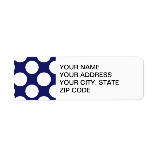 Preppy Navy Blue White Polka Dots Pattern Return Address Label