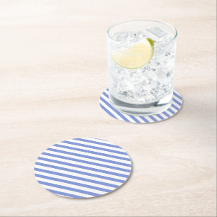 Preppy Navy Blue & white Stripes - Coaster