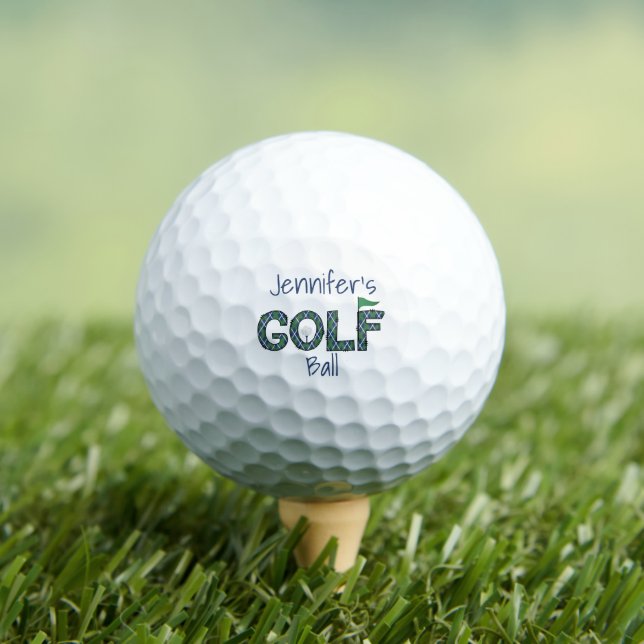 Preppy Navy Green Argyle Golf Personalised Balls (Insitu Tee)