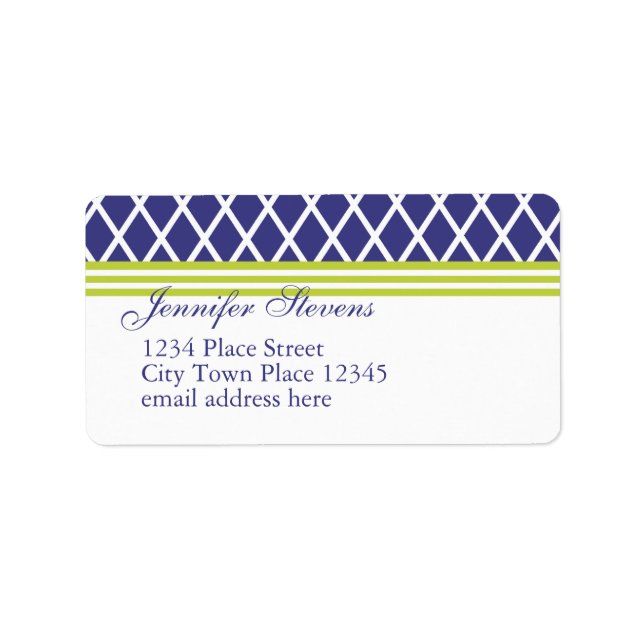 Preppy Navy Lattice Label (Front)