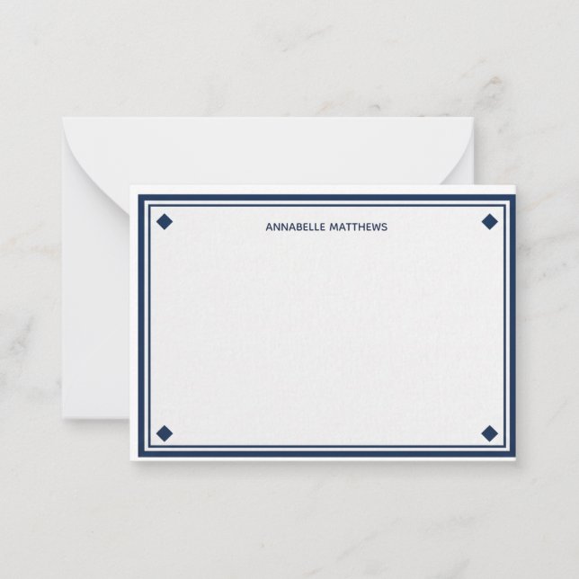 Preppy Navy Monogram Note Card (Front)