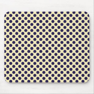 Preppy navy & tan polka dot print pattern mouse pad
