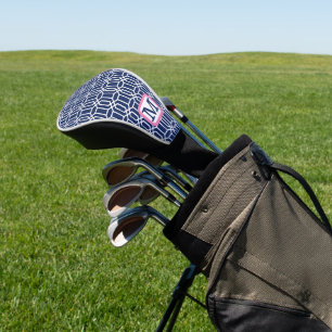 Preppy Navy White Octagon Monogram Golf Head Cover