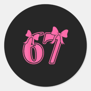 Preppy Nk Coquette Bow Lace 67 Six Seven Meme Wome Classic Round Sticker