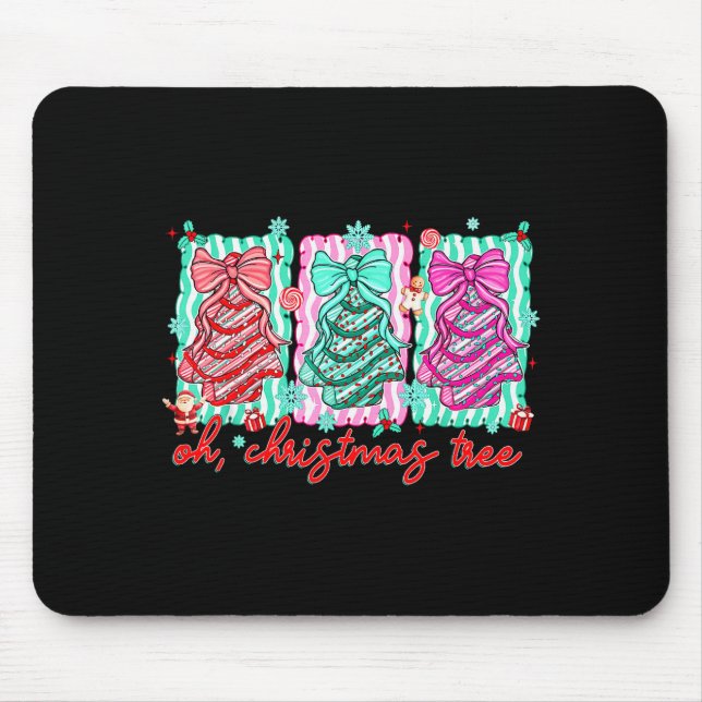 Preppy Oh Christmas Tree Funny Xmas Cakes Retro Co Mouse Pad (Front)