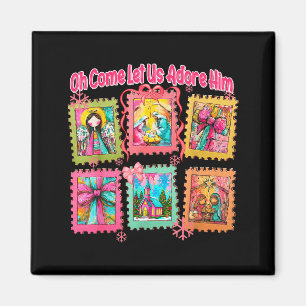 Preppy Oh Come Let Us Adore Him Christian Christma Magnet
