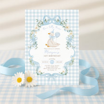 Preppy One Silly Goose Blue Bow 1st Birthday
