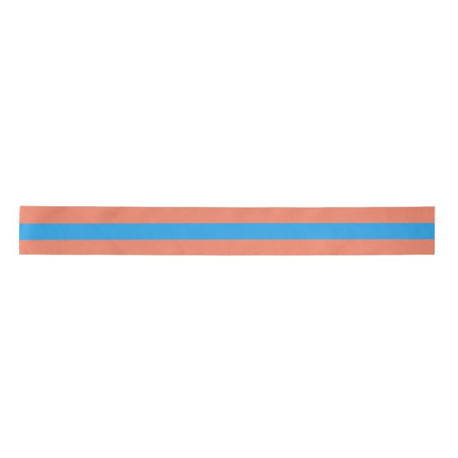 Preppy Orange and Blue Striped Satin Ribbon (Front)
