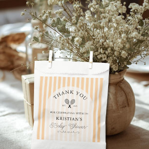 Preppy Orange Tennis Chic Baby Shower Thank You Favour Bag