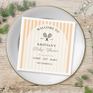 Preppy Orange Tennis Country Club Baby Shower Napkin