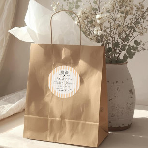 Preppy Orange Tennis Theme Chic Baby Shower Classic Round Sticker