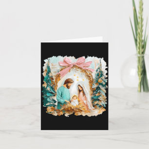 Preppy Painted Christian Nativity Scene God Faith  Card