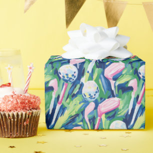 Preppy Palm Beach Abstract Golf Clubs Wrapping Paper