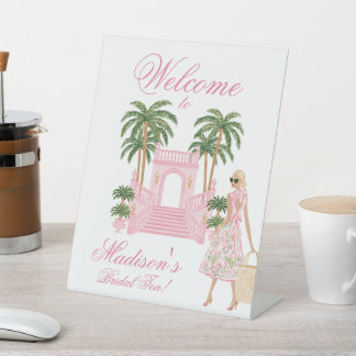 Preppy Palm Beach Cabana Bridal Tea or Shower Pedestal Sign