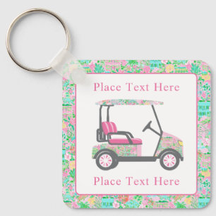 Preppy Palm Beach Golf Cart Key Ring