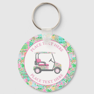 Preppy Palm Beach Golf Cart Key Ring