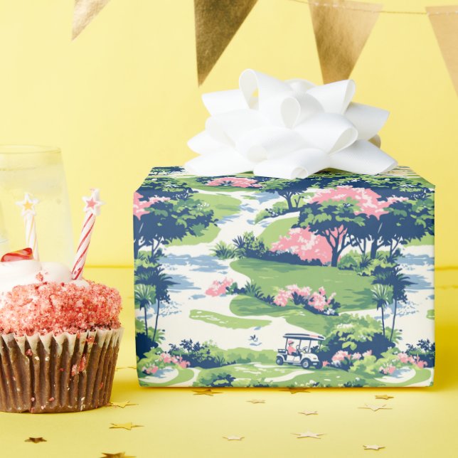 Preppy Palm Beach Golf Wrapping Paper (Birthday Party)