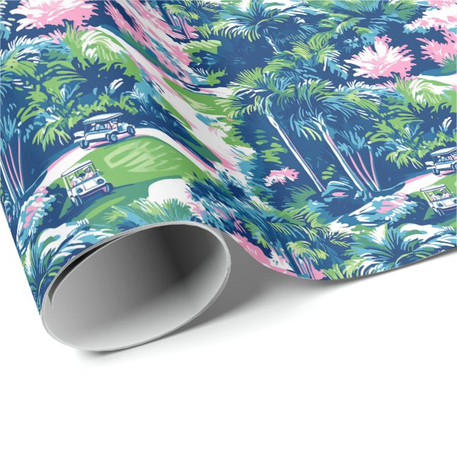 Preppy Palm Beach Golf Wrapping Paper (Roll Corner)
