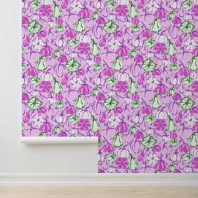 Preppy Palm Beach Lavender Pumpkins Wallpaper (Application)