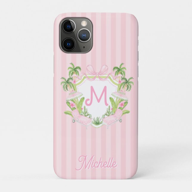 Preppy Palm Beach Monogram Crest Case-Mate iPhone Case (Back)