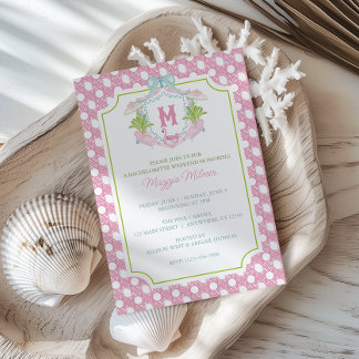 Preppy Palm Beach Monogram Crest Party Invitation