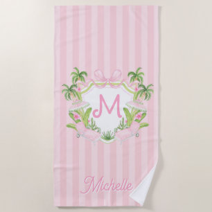 Preppy Palm Beach Monogram Crest Towel