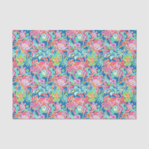 Preppy Palm Beach Ocean Crabs Pattern Tissue Paper