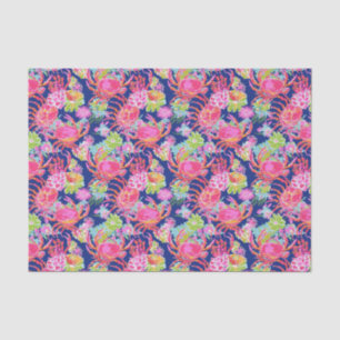 Preppy Palm Beach Ocean Crabs Pattern Tissue Paper