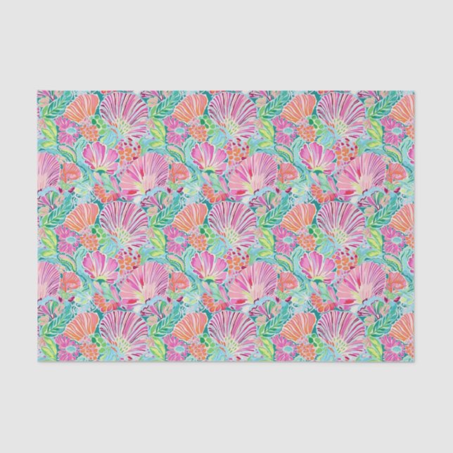 Preppy Palm Beach Ocean Shell Pattern Tissue Paper (Front)