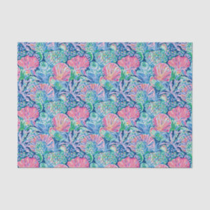 Preppy Palm Beach Ocean Shell Pattern Tissue Paper