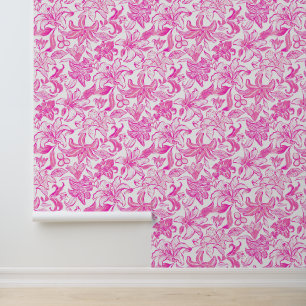 Preppy Palm Beach Pink and White Flowers Wallpaper