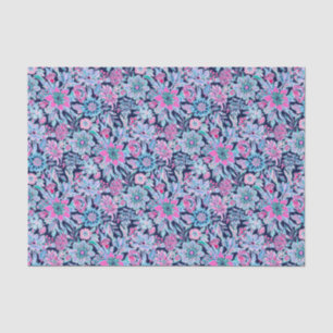 Preppy Palm Beach Print Blue and Pink Flowers Tissue Paper