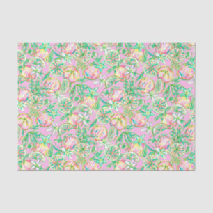 Preppy Palm Beach Print Green and Pink Oranges Tissue Paper