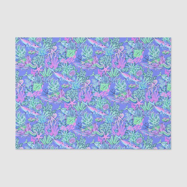 Preppy Palm Beach Print Lavender Underwater Tissue Paper (Front)