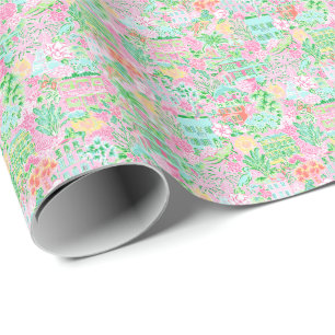 Preppy Palm Beach Print Pastel Charleston Wrapping Paper
