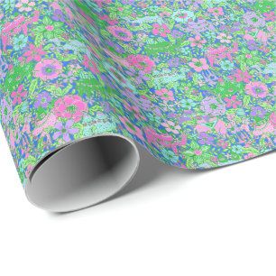 Preppy Palm Beach Print Pink and Green Camels Wrapping Paper