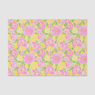 Preppy Palm Beach Print Pink and Yellow Flowers Tissue Paper
