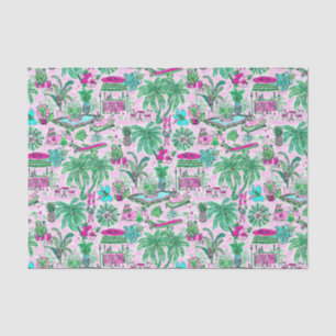 Preppy Palm Beach Print Pink & Green Animal Vacay Tissue Paper