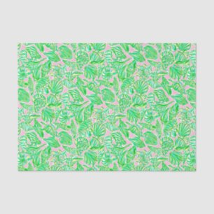 Preppy Palm Beach Print Pink & Green Seashells Tissue Paper