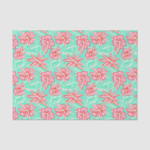 Preppy Palm Beach Tropical Flowers Pattern Tissue Paper