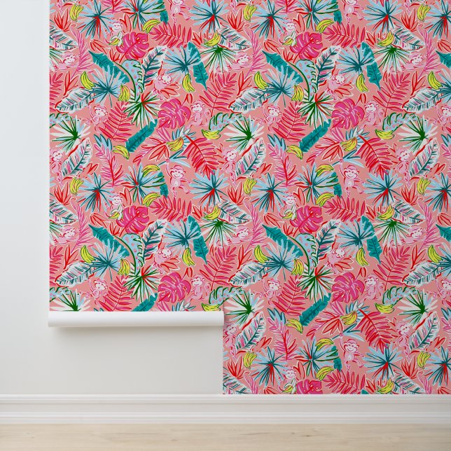 Preppy Palm Beach Tropical Jungle Monkeys Wallpaper (Application)