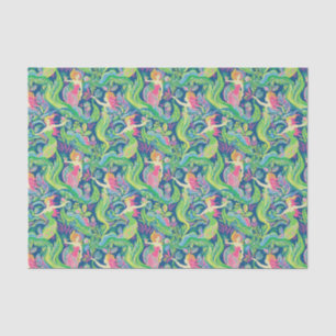 Preppy Palm Beach Tropical Mermaids Pattern Tissue Paper
