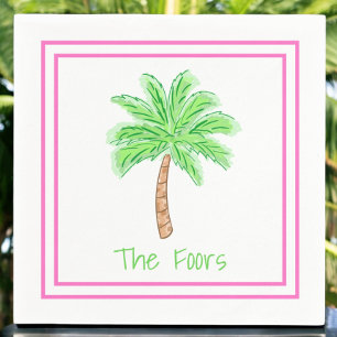 Preppy Palm Tree Personalised Border  Napkin
