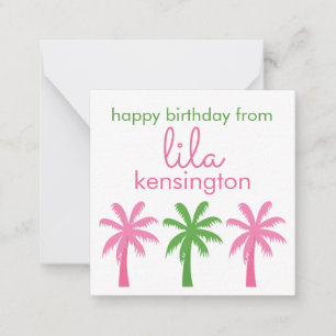 Preppy Palm Trees Personalised Gift Enclosure Card